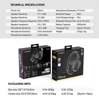 Fantech whg02 wireless headset harmony