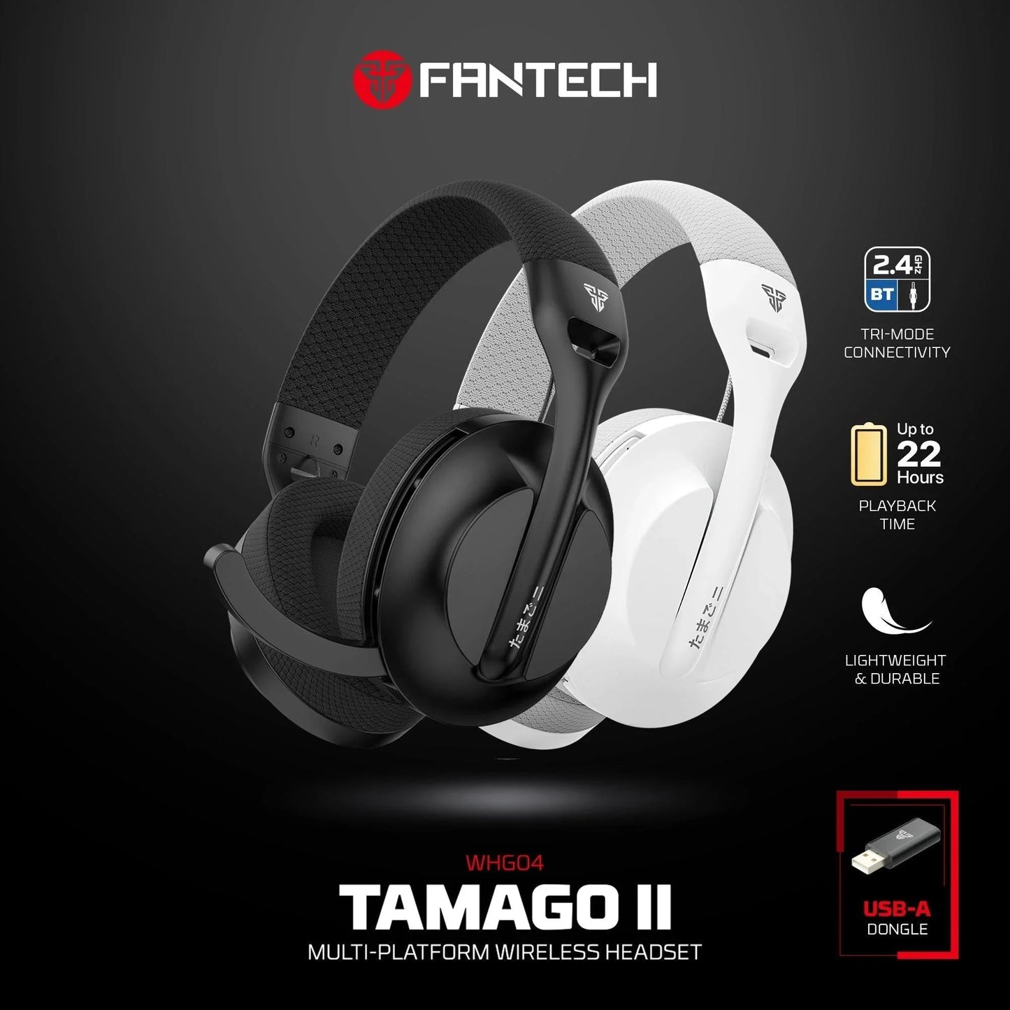 Fantech whg04 tamago ii multi-platform wireless gaming headset white headsets