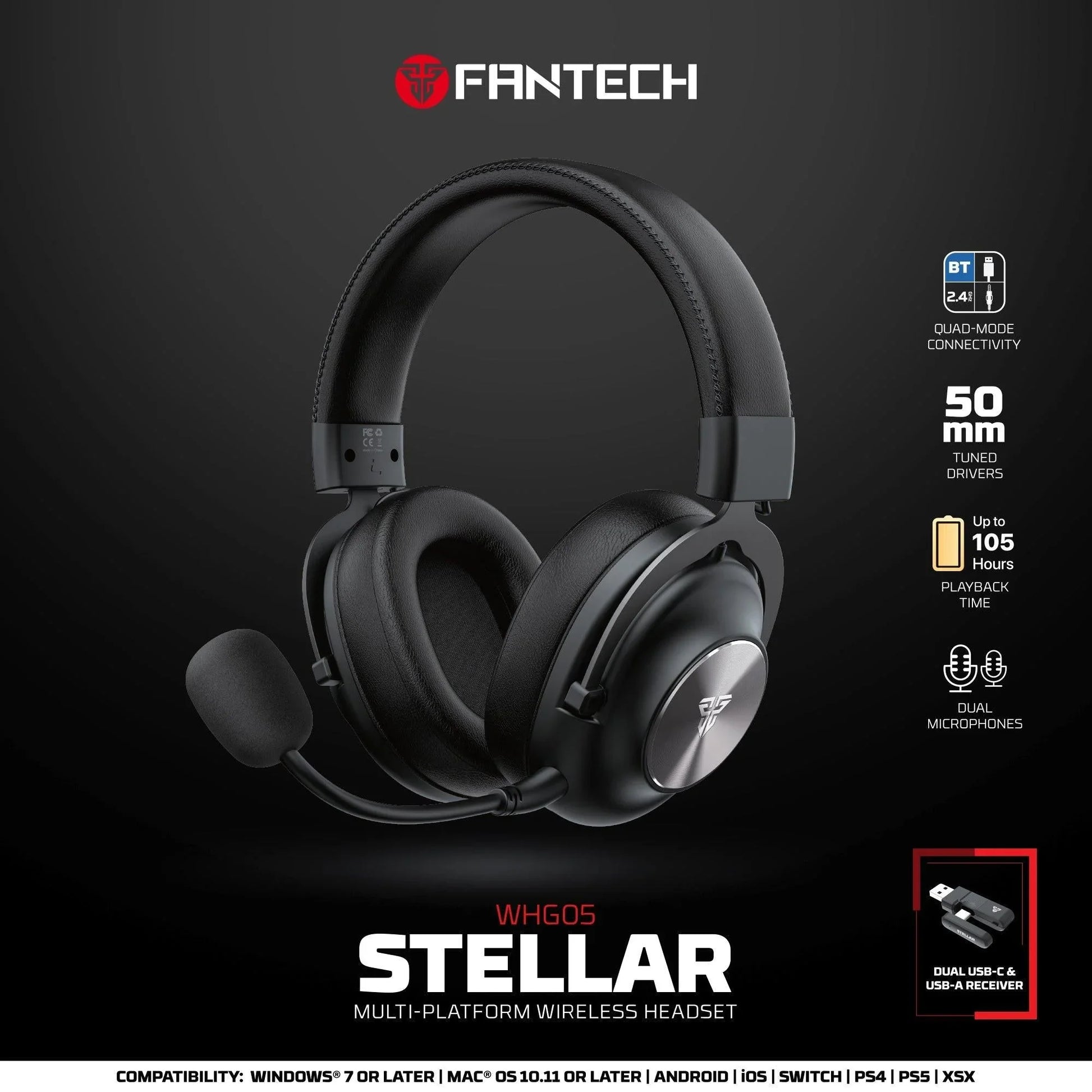 Fantech whg05 stellar multiplatform wireless gaming headset headsets