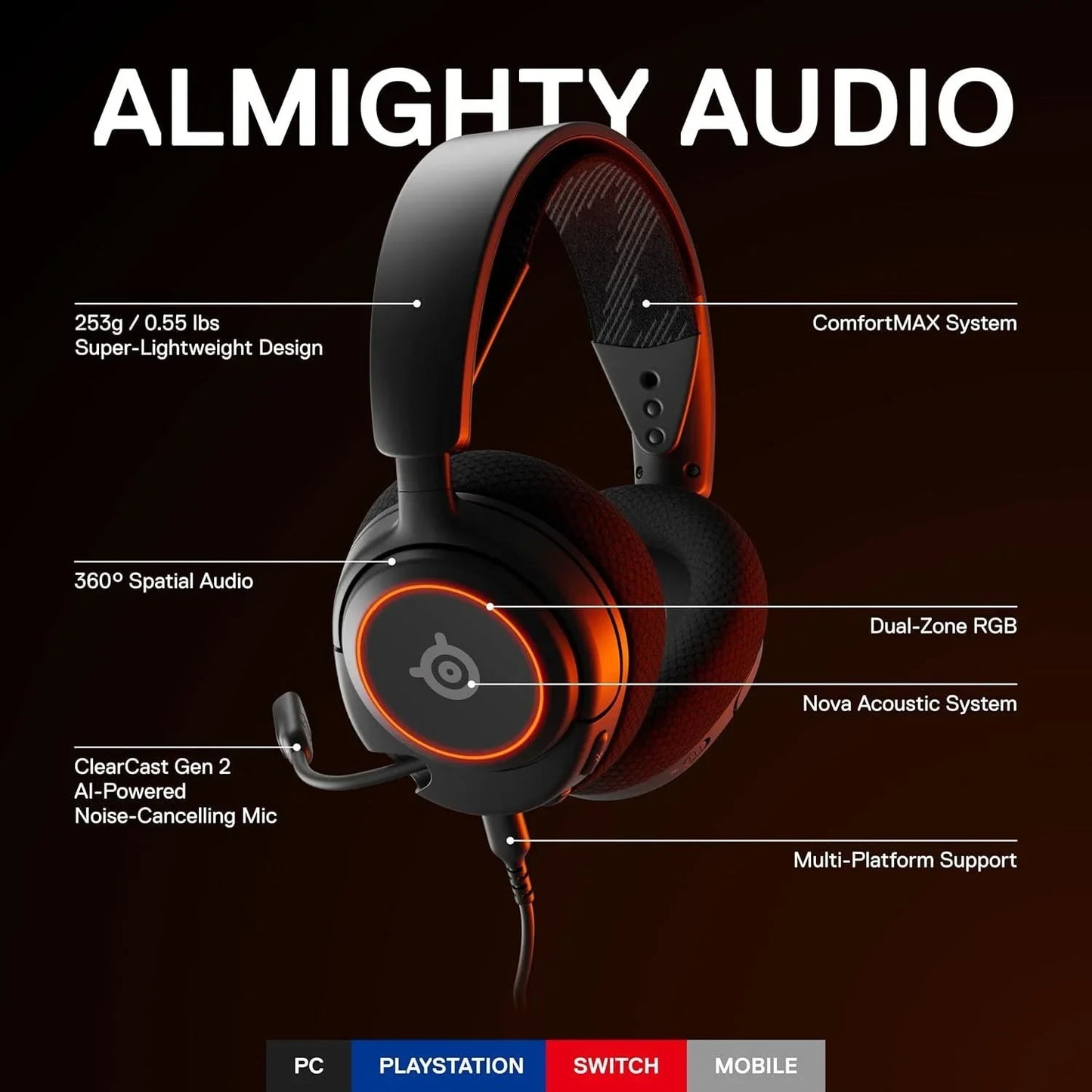 Steelseries new arctis nova 3 multi-platform gaming headset - signature arctis