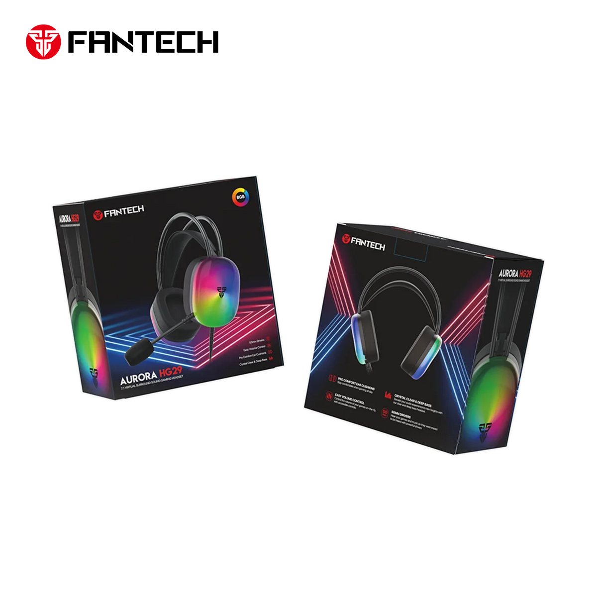 Fantech aurora hg29 7.1 virtual surround sound gaming headset rgb headsets