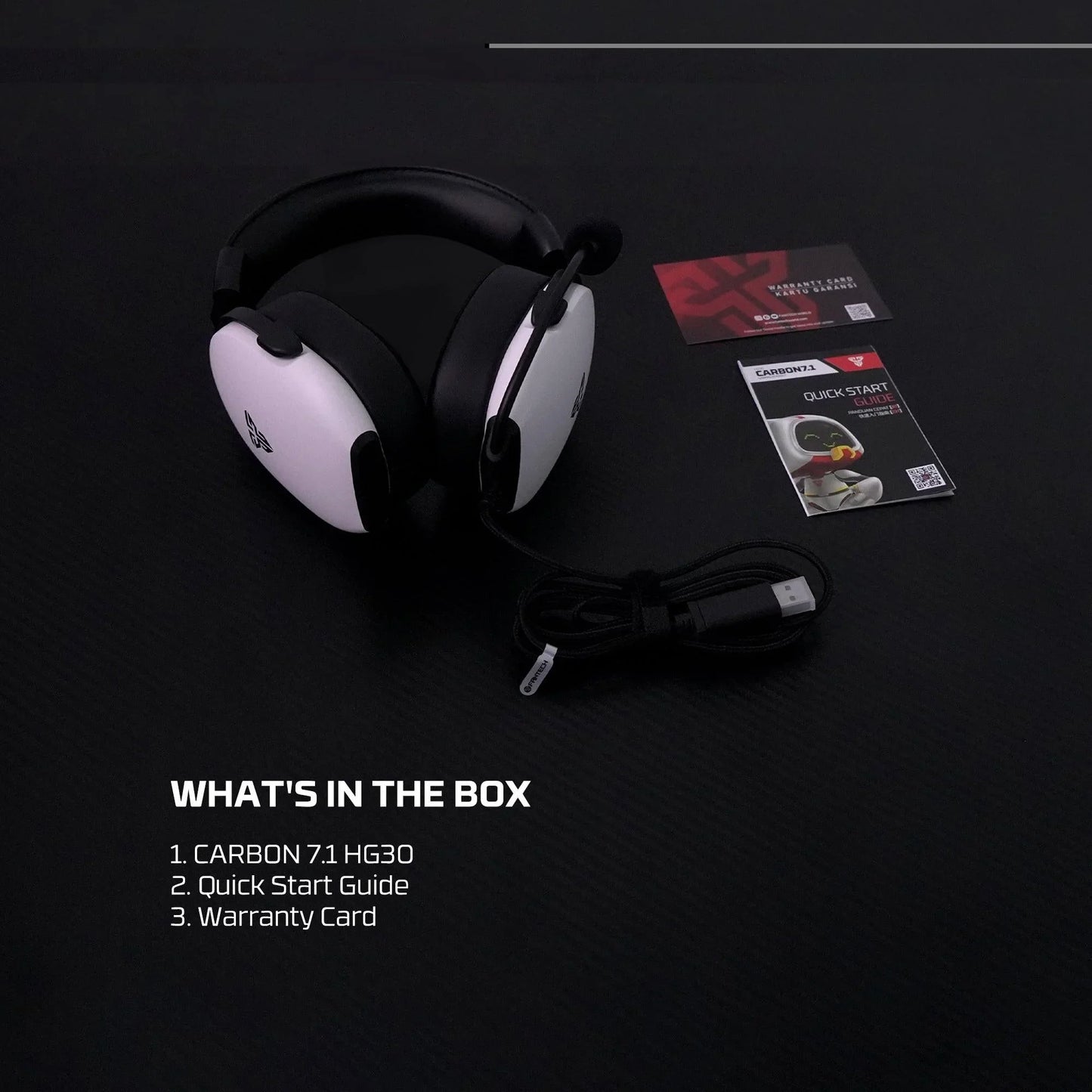 Fantech hg30 carbon 7.1 surround sound gaming headset white headsets