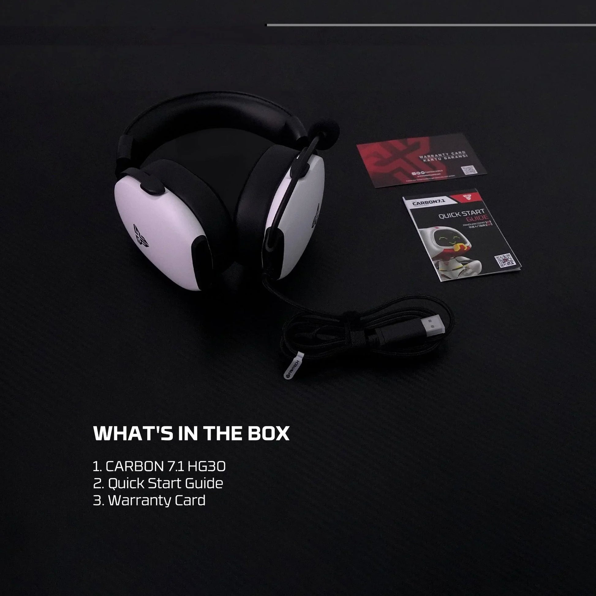Fantech hg30 carbon 7.1 surround sound gaming headset white headsets