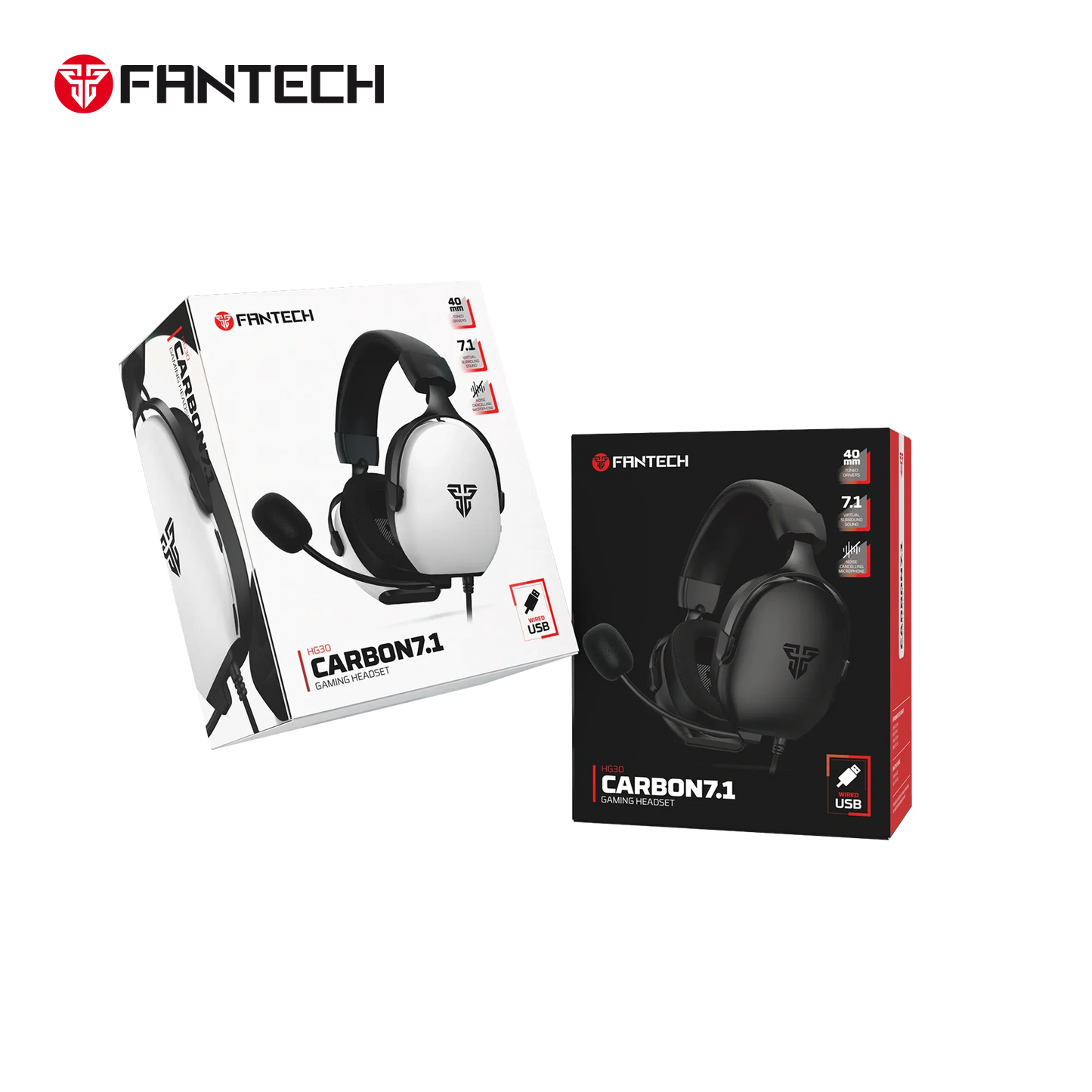 Fantech hg30 carbon 7.1 surround sound gaming headset white headsets