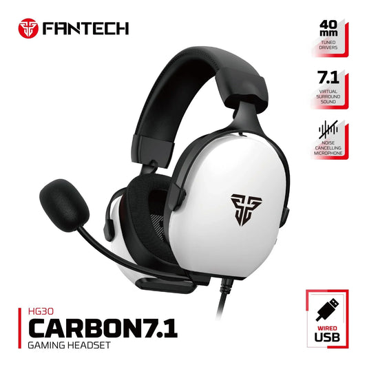 Fantech hg30 carbon 7.1 surround sound gaming headset white headsets