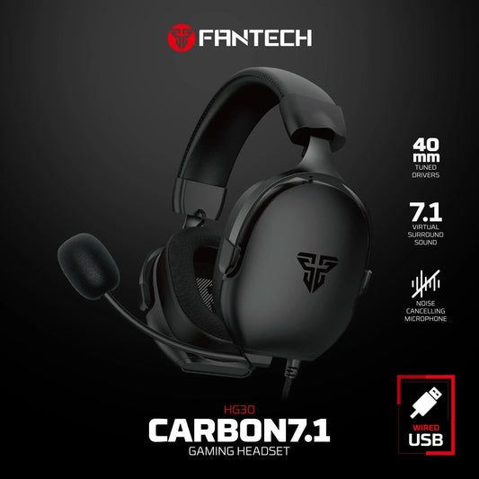 Fantech hg30 carbon 7.1 surround sound gaming headset black headsets