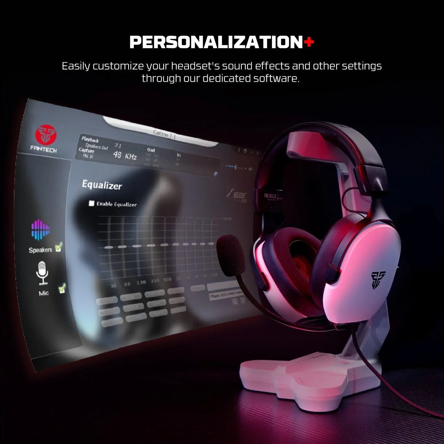 Fantech hg30 carbon 7.1 surround sound gaming headset white headsets