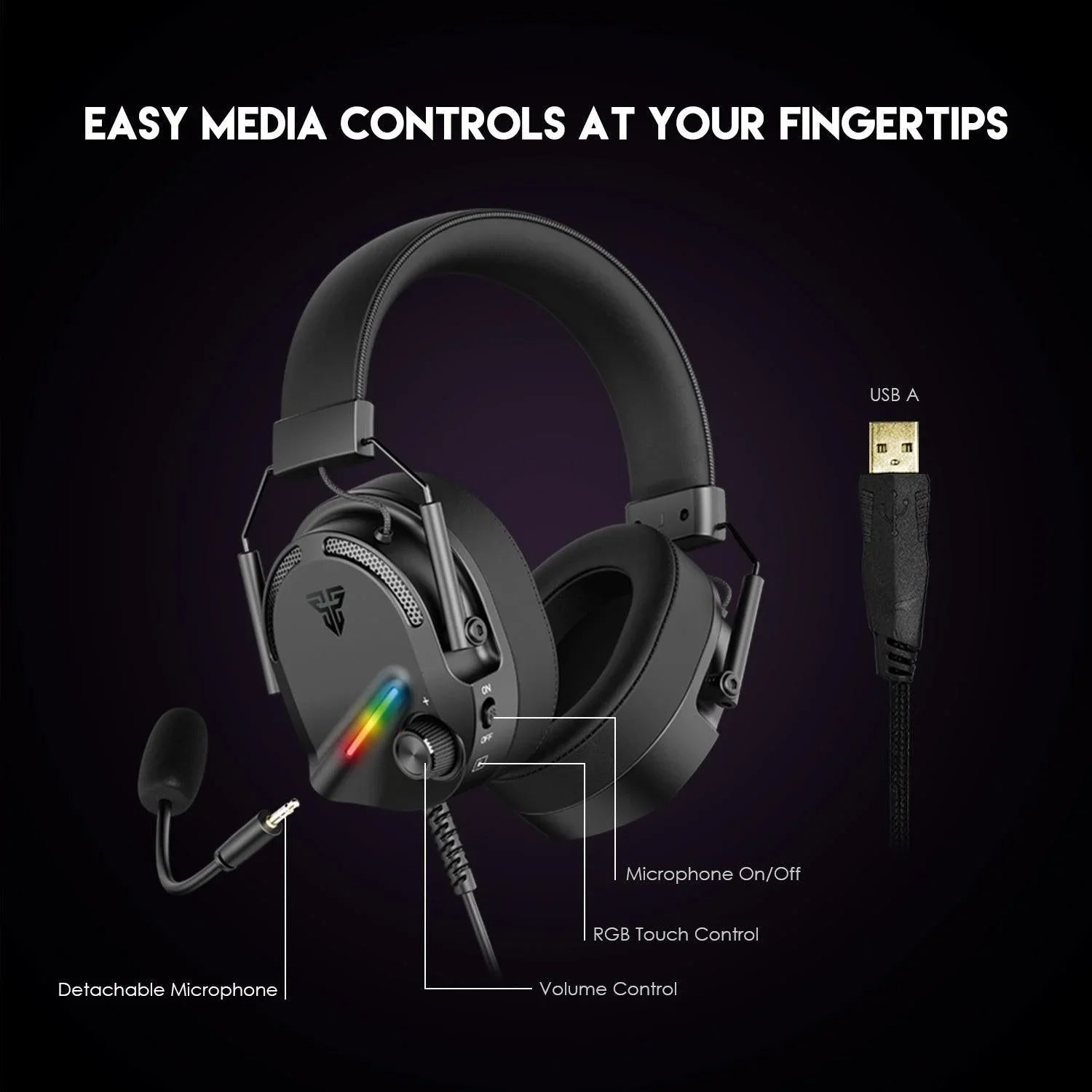 Fantech hg30 carbon 7.1 surround sound gaming headset black headsets