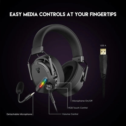 Fantech hg30 carbon 7.1 surround sound gaming headset black headsets