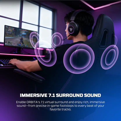 Fantech orbita whg07 2.4g bluetooth wireless gaming headset 53mm hi-fi 7.1