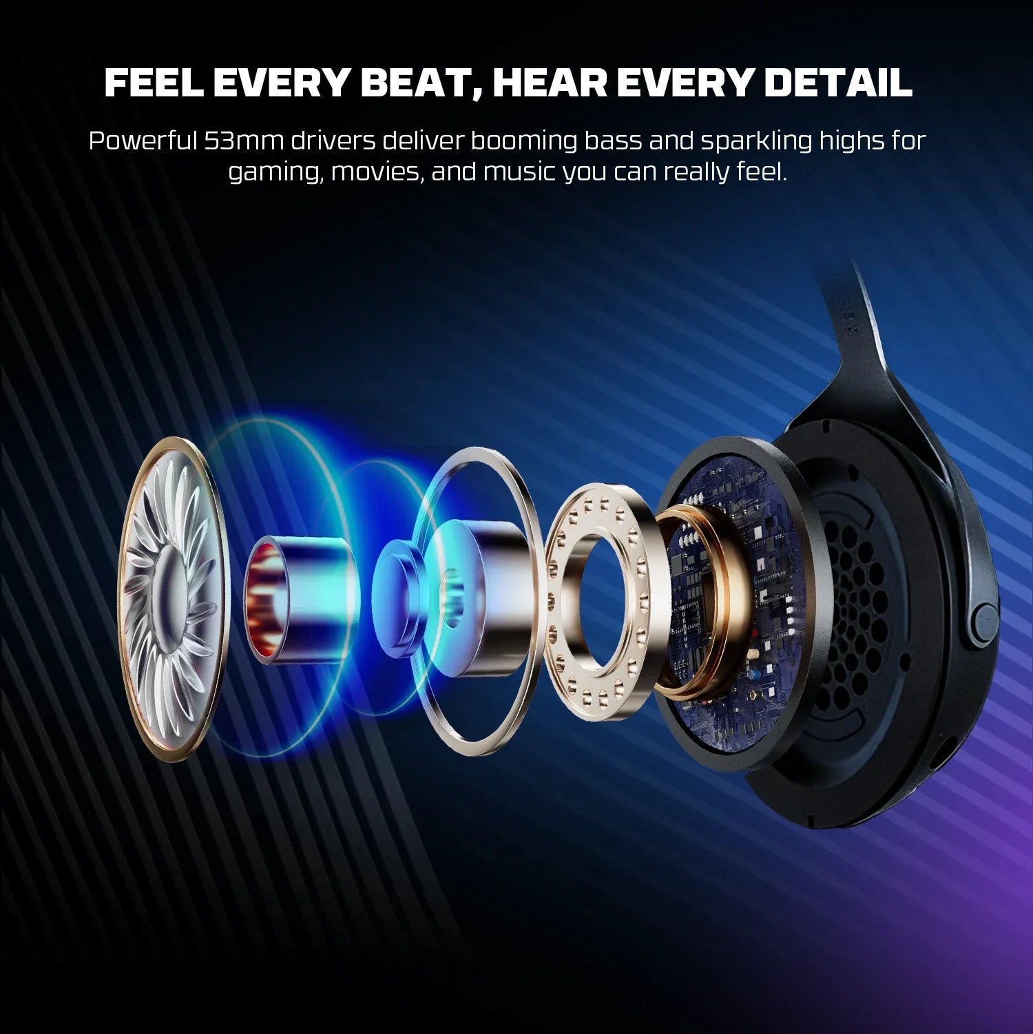 Fantech orbita whg07 2.4g bluetooth wireless gaming headset 53mm hi-fi 7.1