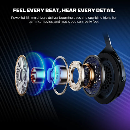 Fantech orbita whg07 2.4g bluetooth wireless gaming headset 53mm hi-fi 7.1