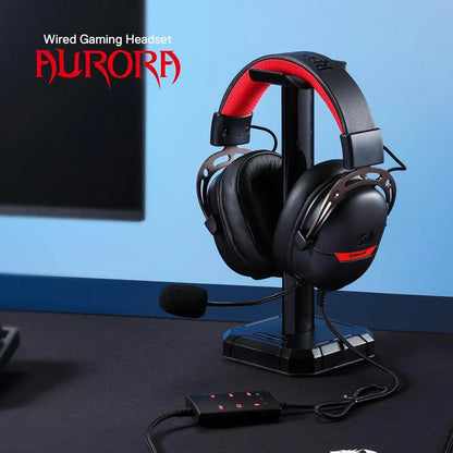 Redragon h376 aurora wired gaming headset 7.1 surround sound over-ear headsets