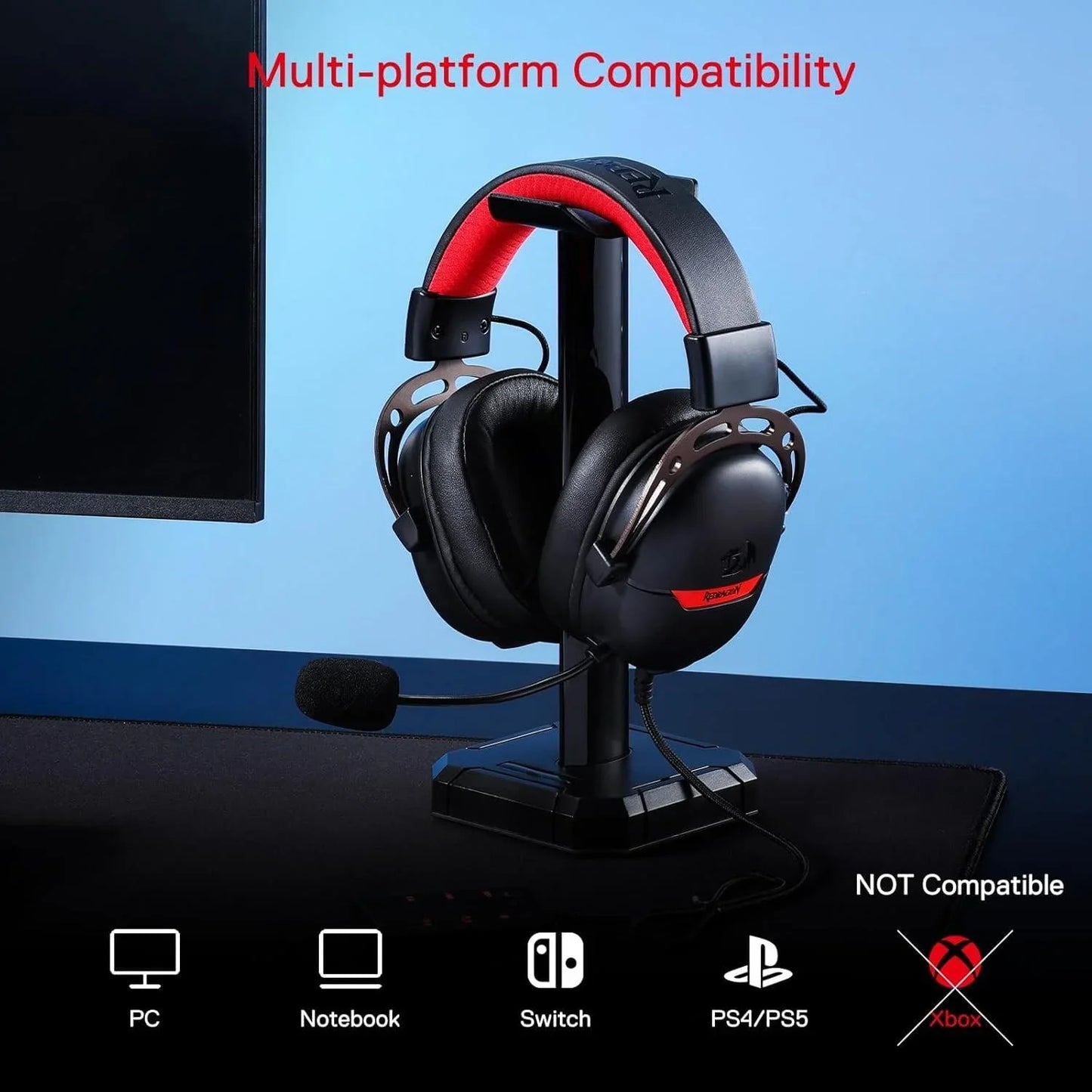 Redragon h376 aurora wired gaming headset 7.1 surround sound over-ear headsets