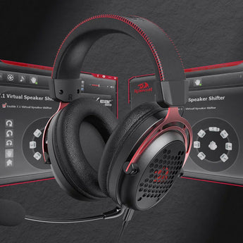 Redragon h386 diomedes usb gaming headset – 7.1 surround sound (black) headsets