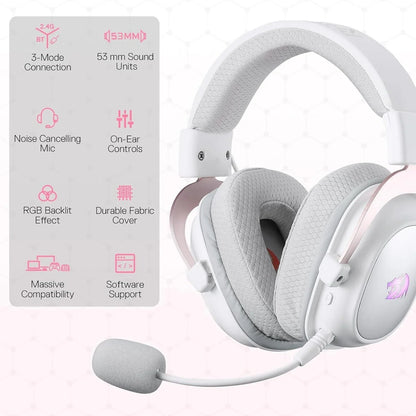 Redragon h510 pro 3-mode rgb gaming headset - 7.1 surround sound - 53mm audio