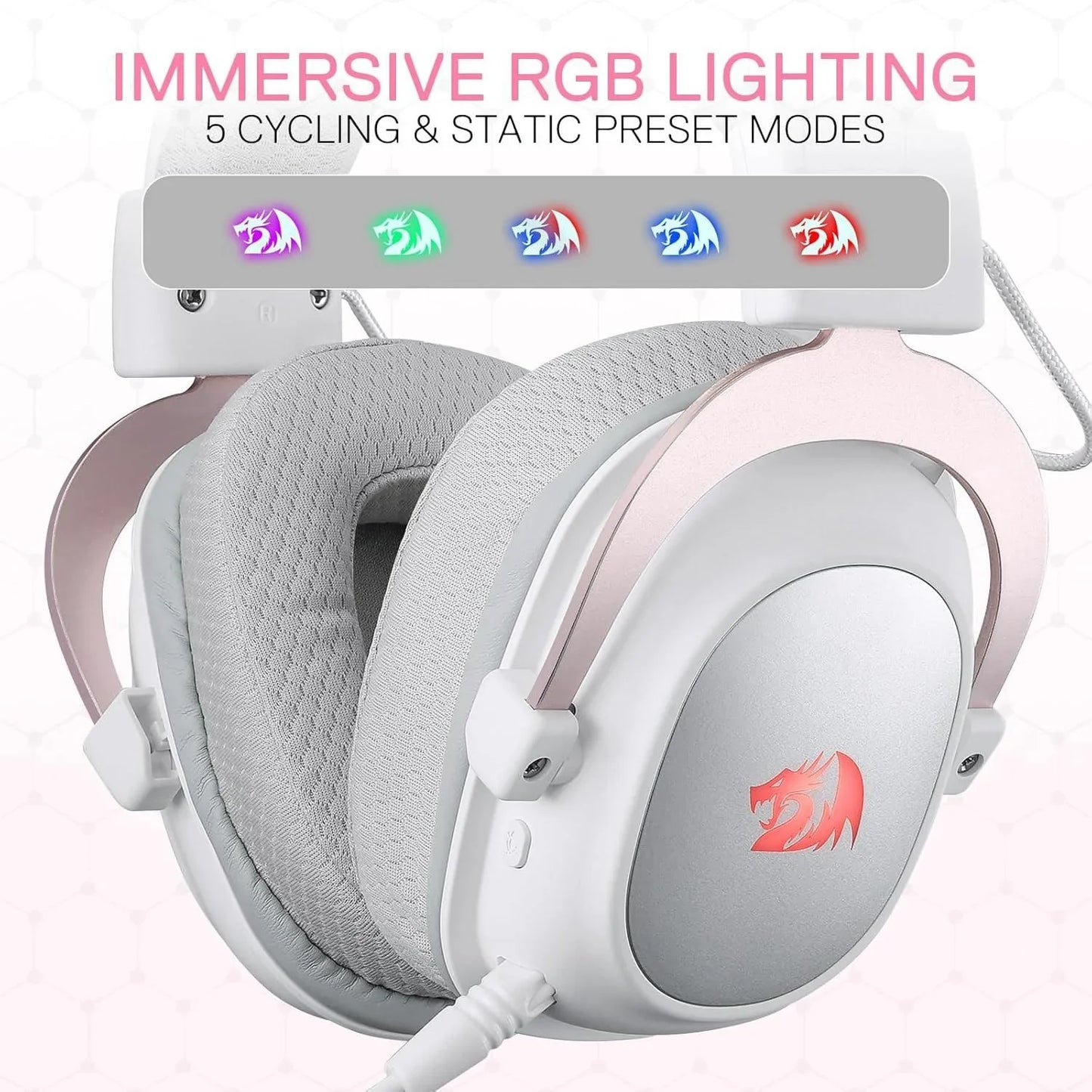 Redragon h510 pro 3-mode rgb gaming headset - 7.1 surround sound - 53mm audio