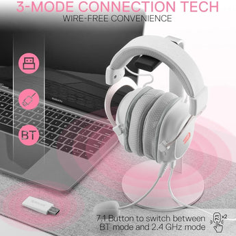 Redragon h510 pro 3-mode rgb gaming headset - 7.1 surround sound - 53mm audio