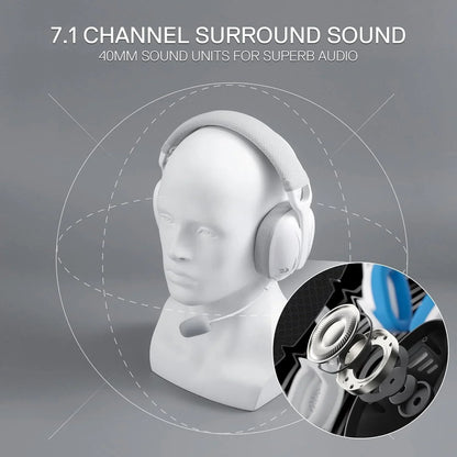 Redragon h878 3-mode wireless blue lighting gaming headset - lightweight - 7.1