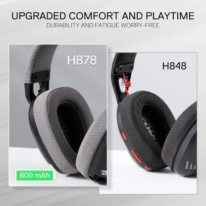 Redragon h878 3-mode wireless blue lighting gaming headset - lightweight - 7.1