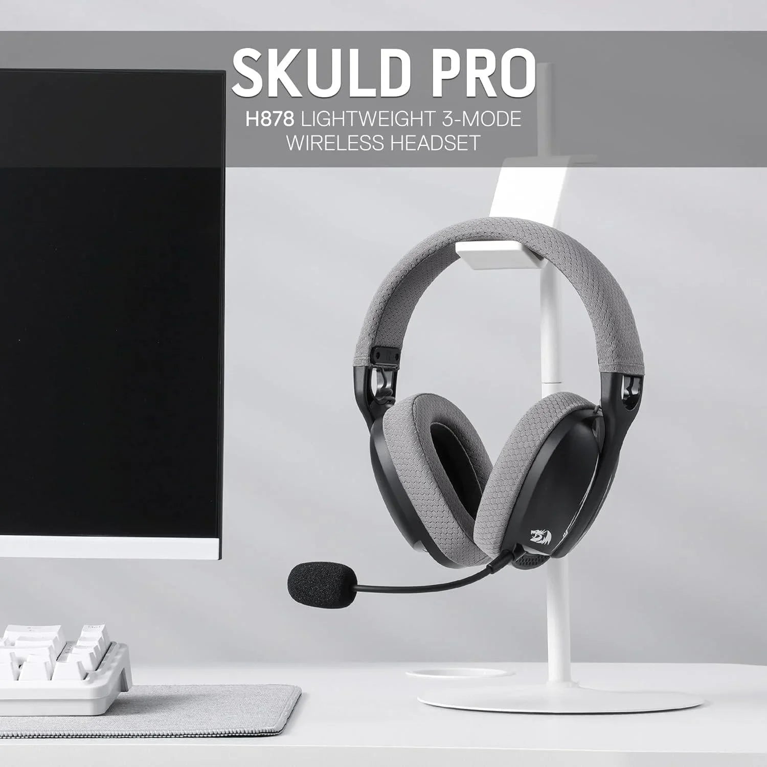 Redragon h878 3-mode wireless blue lighting gaming headset - lightweight - 7.1