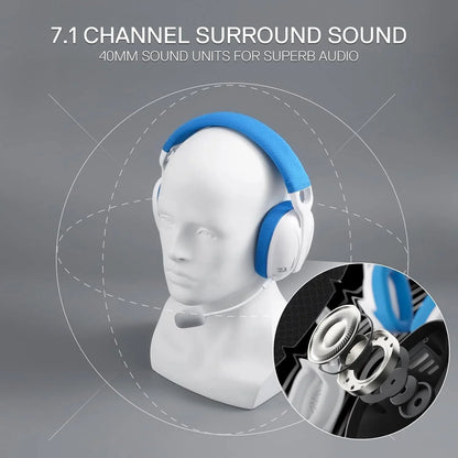 Redragon h878 3-mode wireless blue lighting gaming headset - lightweight - 7.1