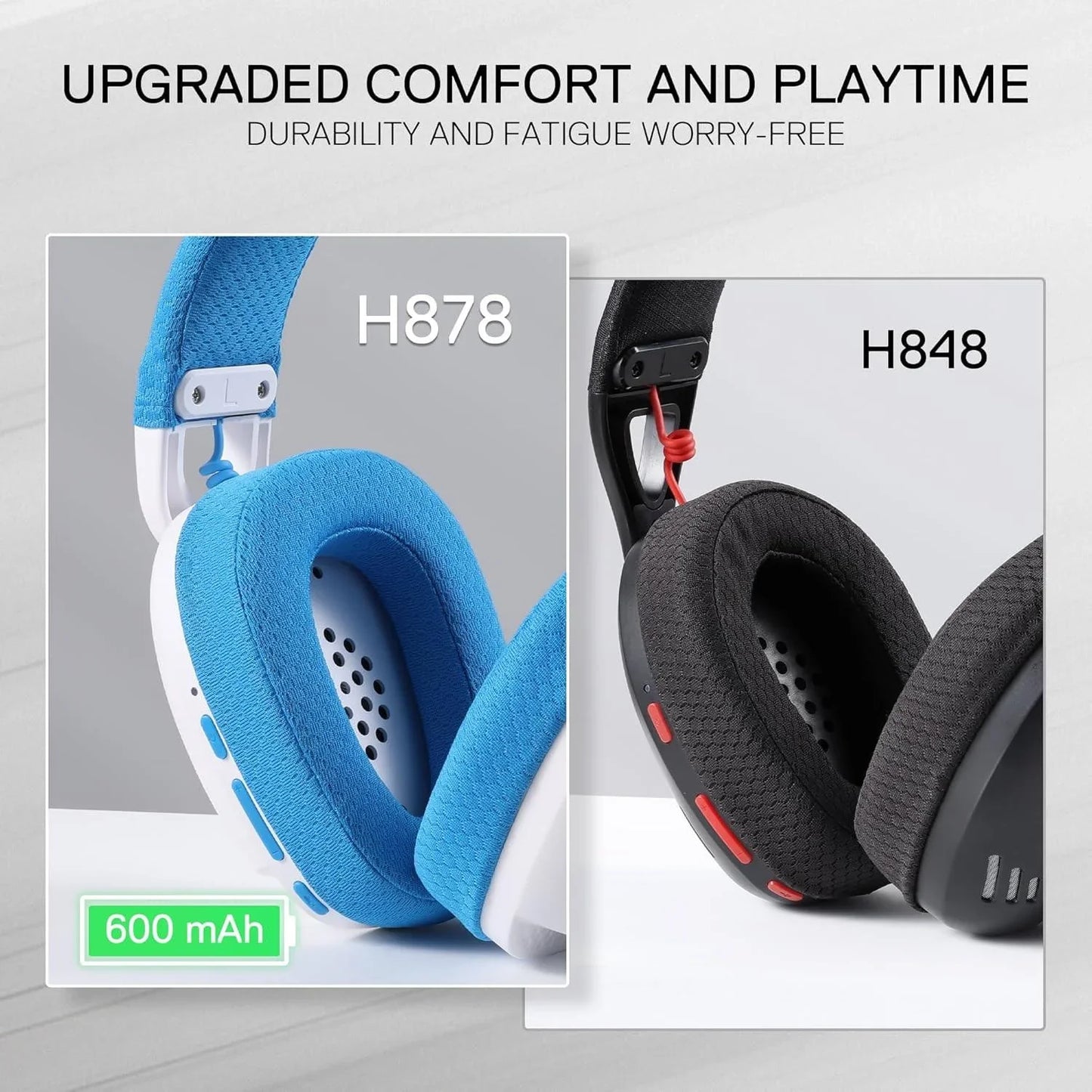 Redragon h878 3-mode wireless blue lighting gaming headset - lightweight - 7.1