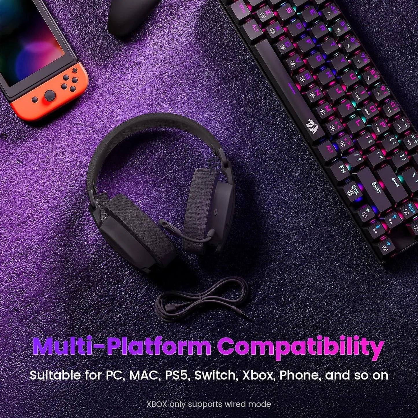 Redragon h888 wireless gaming headset with 7.1 surround sound tri-mode gaming