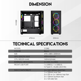 HEXA XL CG82 FULL TOWER CASE WITH FREE 4 PCS FRGB FAN Tower Case & Monitor