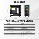 Hexa xl cg82 full tower case with free 4 pcs frgb fan JOD 55