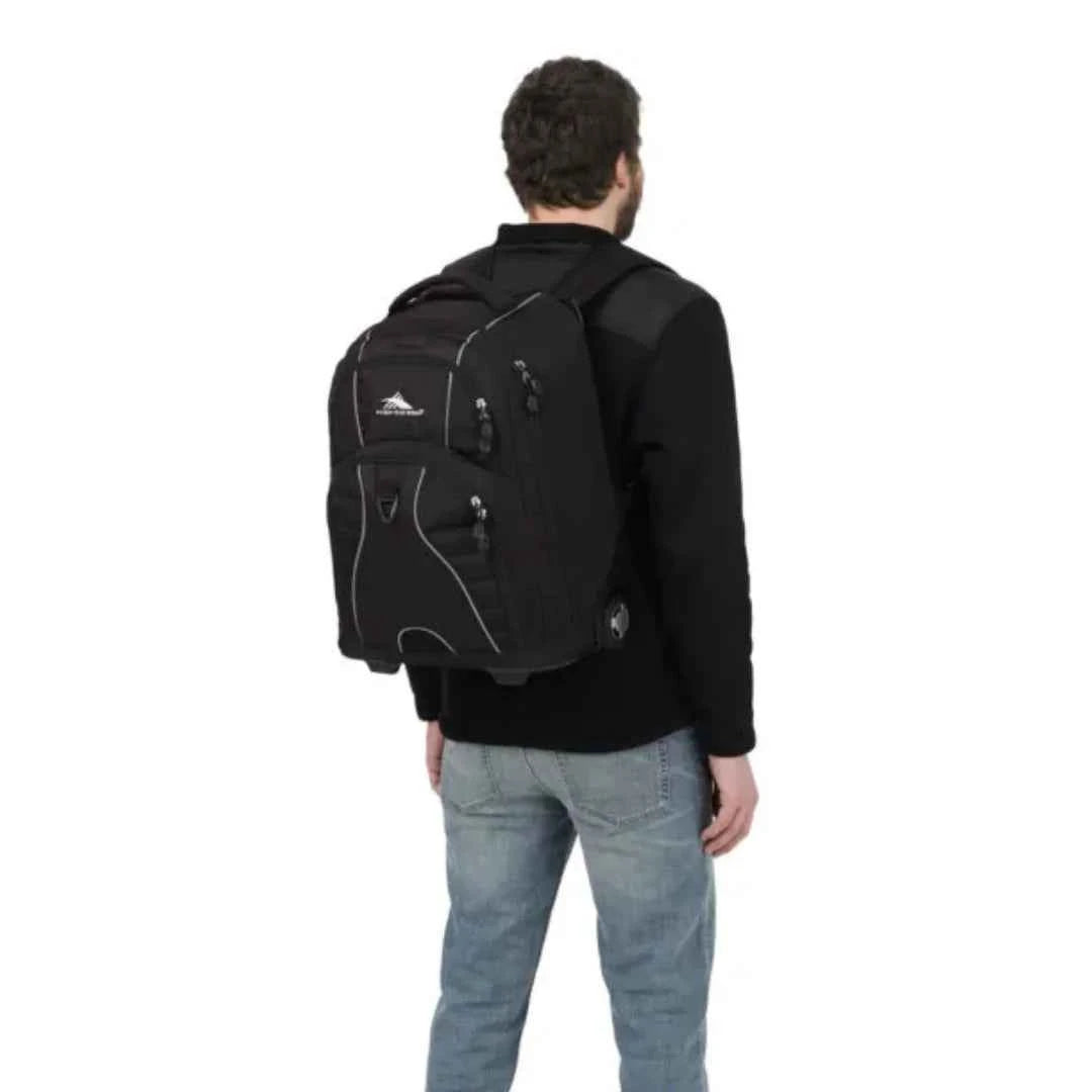 High sierra black wheeled backpack