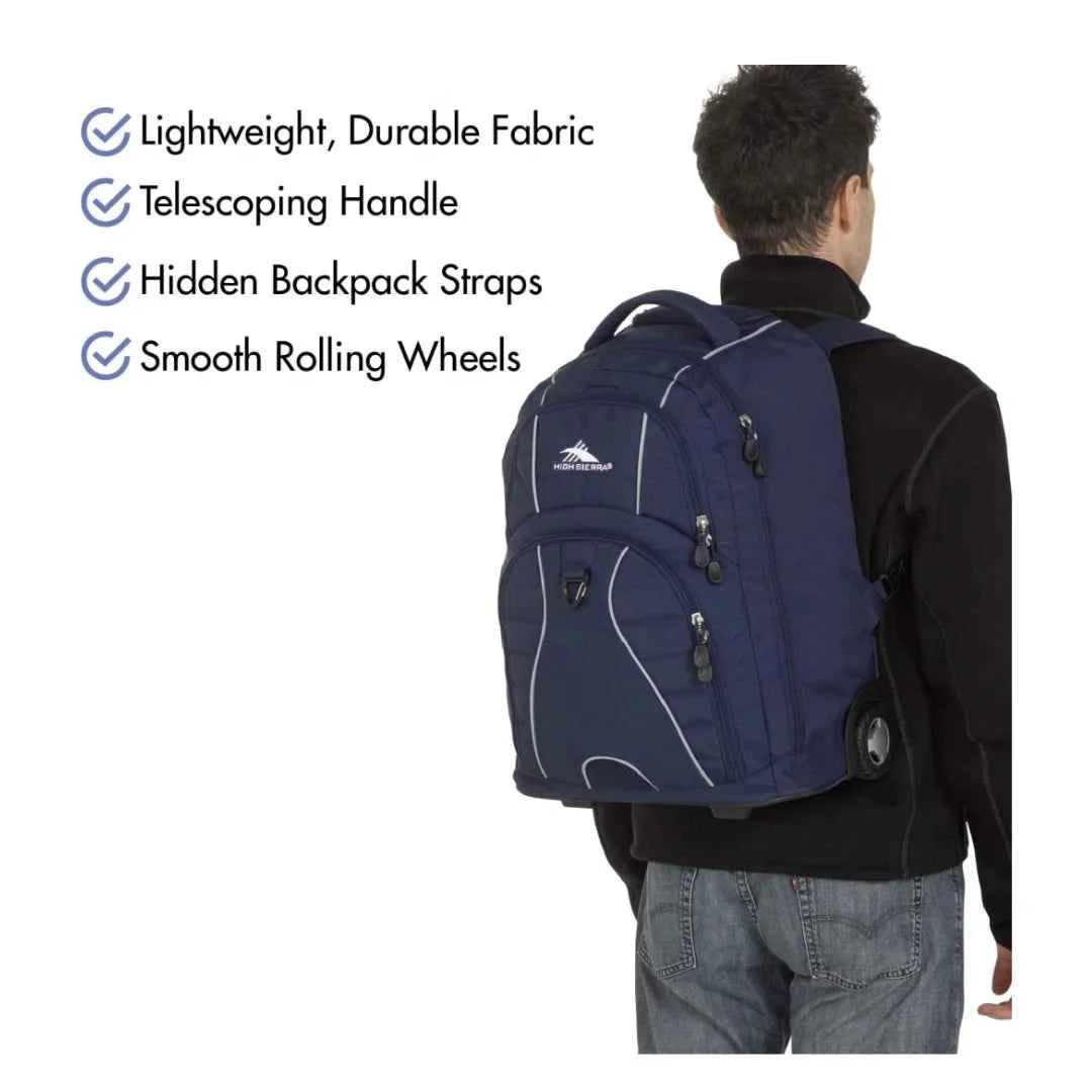 High sierra blue icon slim wheeled backpack