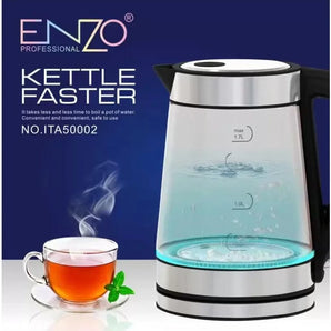 Enzo italy glass heater with led lighting and stainless steel body
