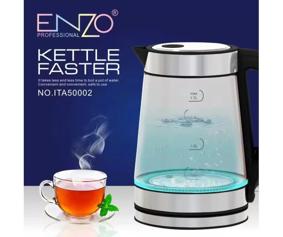 Enzo italy glass heater with led lighting and stainless steel body