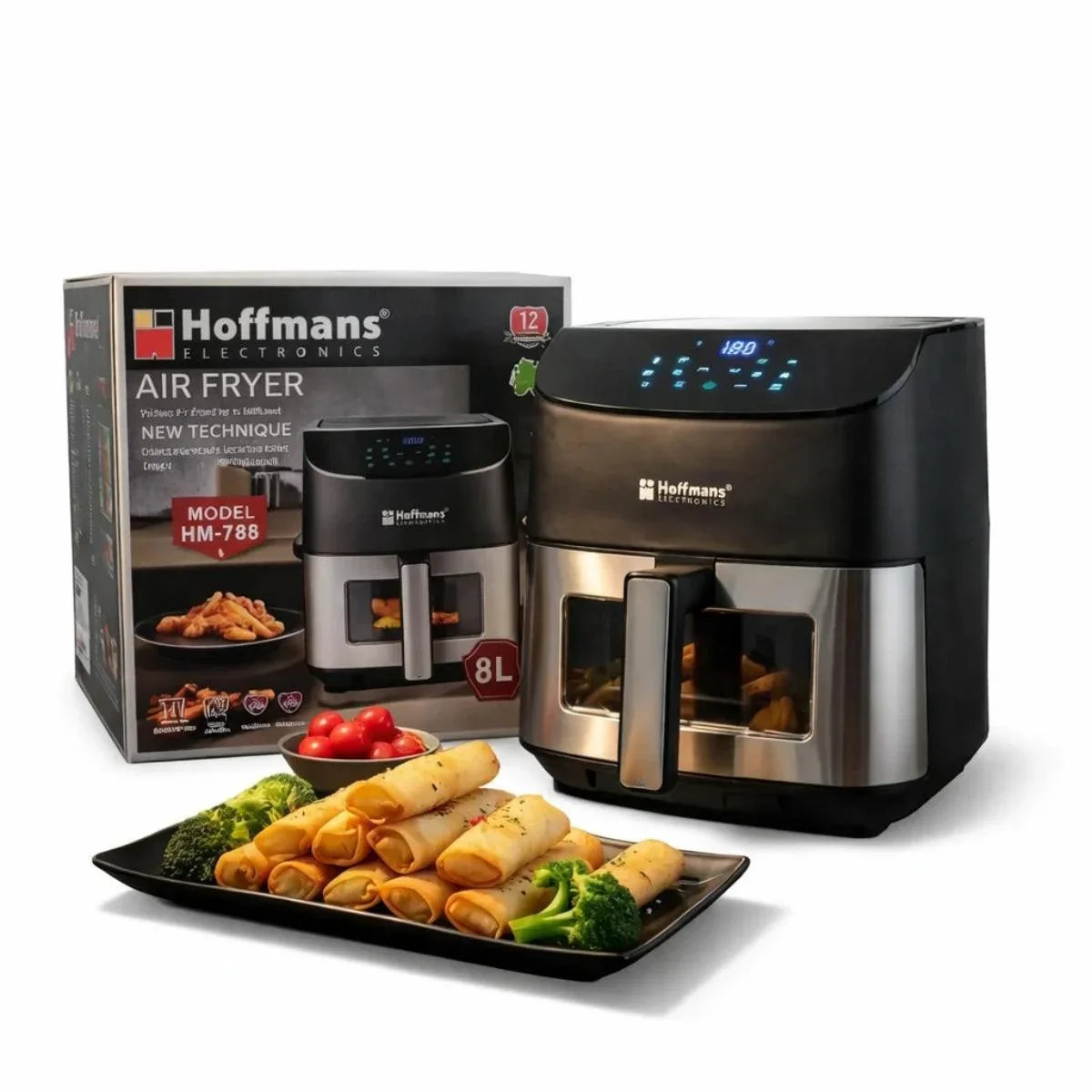 Hoffmans 8l digital air fryer (black/silver) hm-785 air fryers