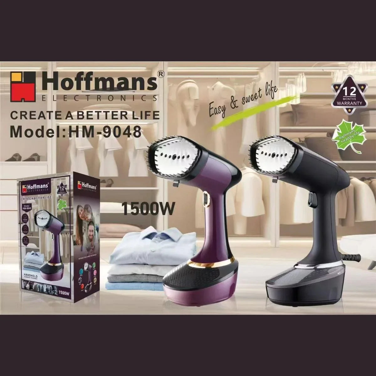 Hoffmans hm-9048 1500w high power handheld garment steamer garment steamers