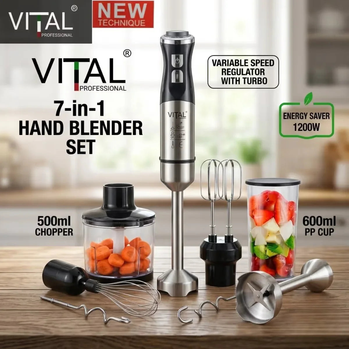 Vital professional 7-in-1 hand blender set (model vit-9048) immersion blenders