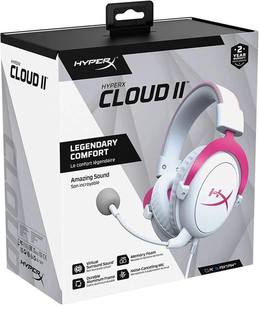 Hyperx cloud ii gaming headphones pink/white - headsets