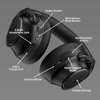 Hyperx cloud mix 2 – dual wireless over-ear headphones with anc 2,4ghz dongle