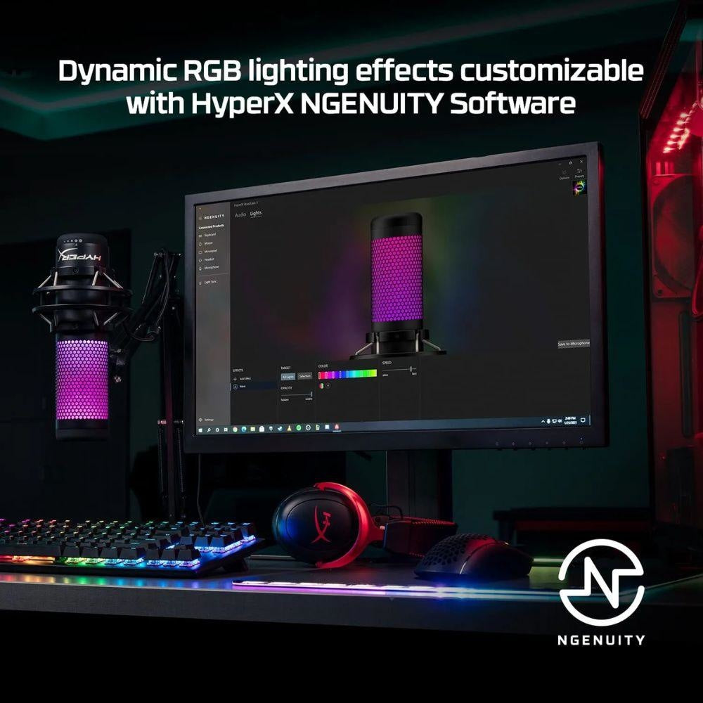 HyperX QuadCast S USB Microphone With RGB Lighting White Streaming