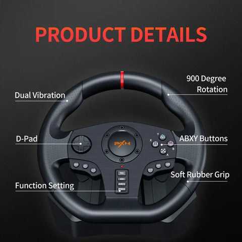 PXN V900 Gaming Steering Wheel with Linear Pedals