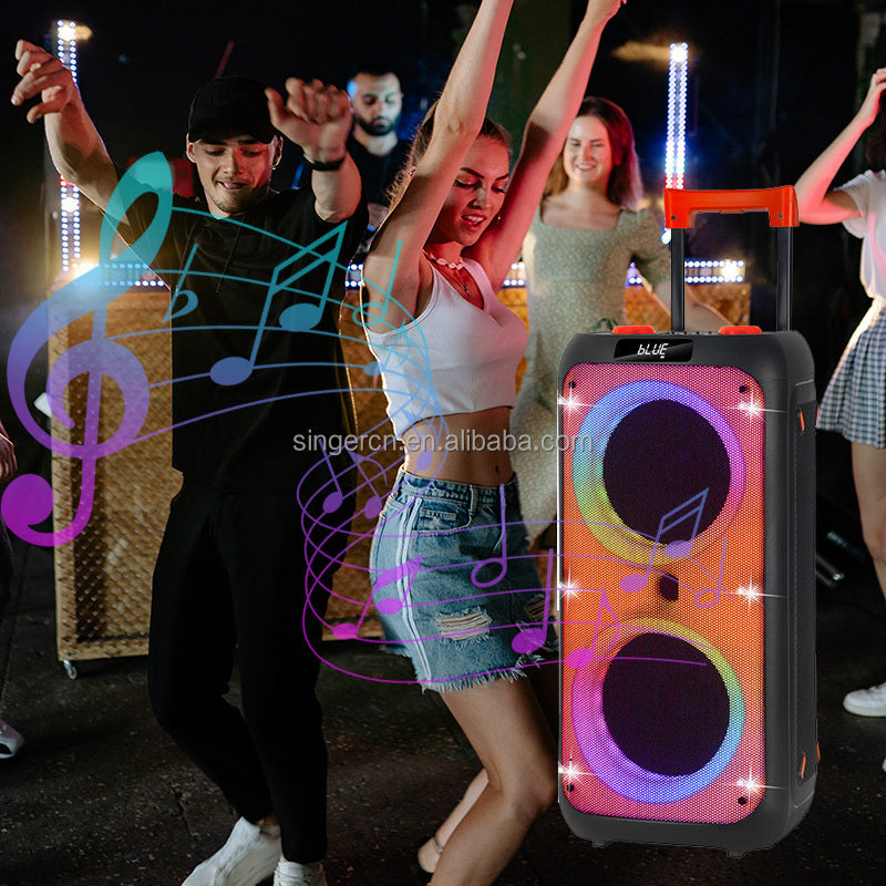 JBR C802 Professional RGB Super Bass Wireless Trolley Karaoke Speakers FM Radio