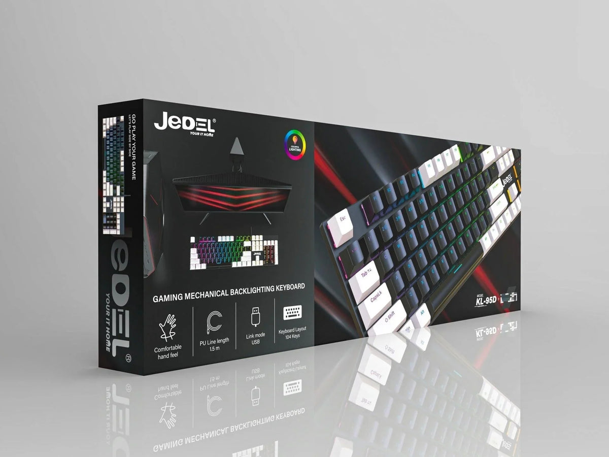 Jedel full size 104 keys wired mechanical keyboard with blue switch metal