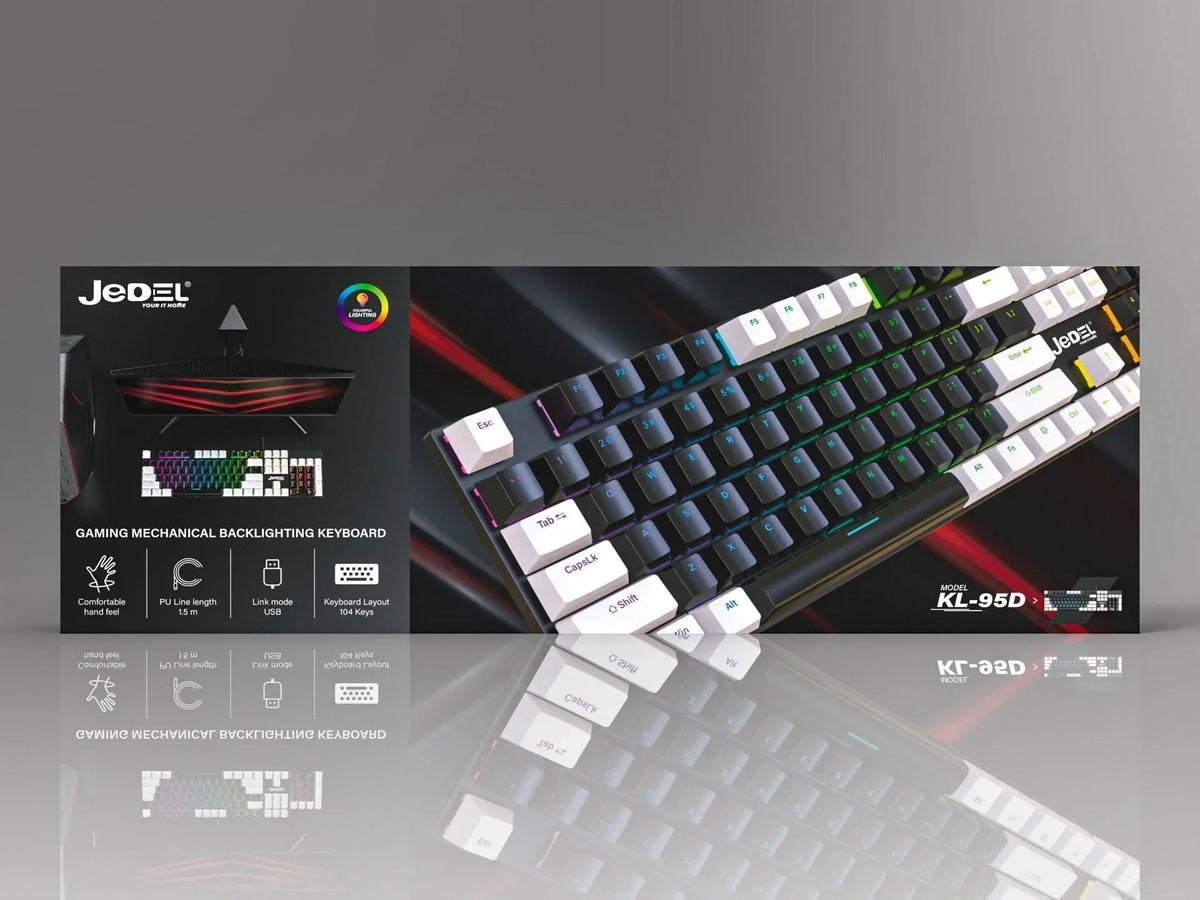 Jedel full size 104 keys wired mechanical keyboard with blue switch metal