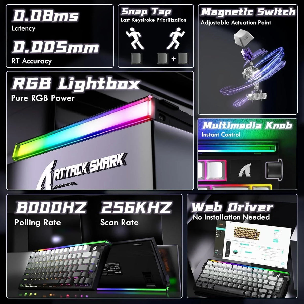 Attack shark r85he wired 75% hall effect rapid trigger mechanical rgb gaming