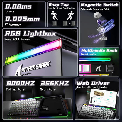 Attack shark r85he wired 75% hall effect rapid trigger mechanical rgb gaming