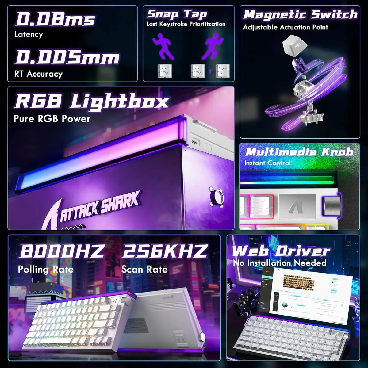 Attack shark r85he wired 75% hall effect rapid trigger mechanical rgb gaming