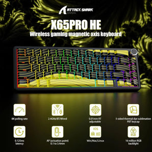 Attack shark x65pro he rapid trigger magnetic mechanical keyboard,60% hot