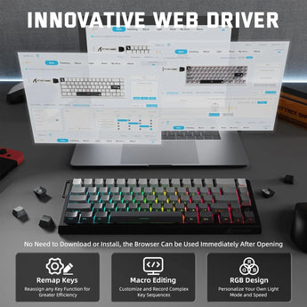 Attack shark x68 pro he wireless rapid trigger gaming keyboard with adjustable