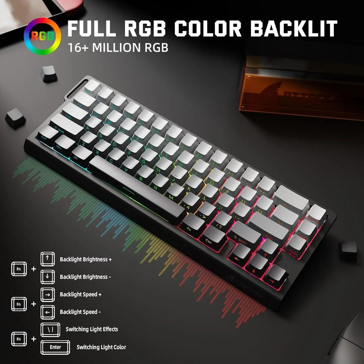 Attack shark x68 pro he wireless rapid trigger gaming keyboard with adjustable
